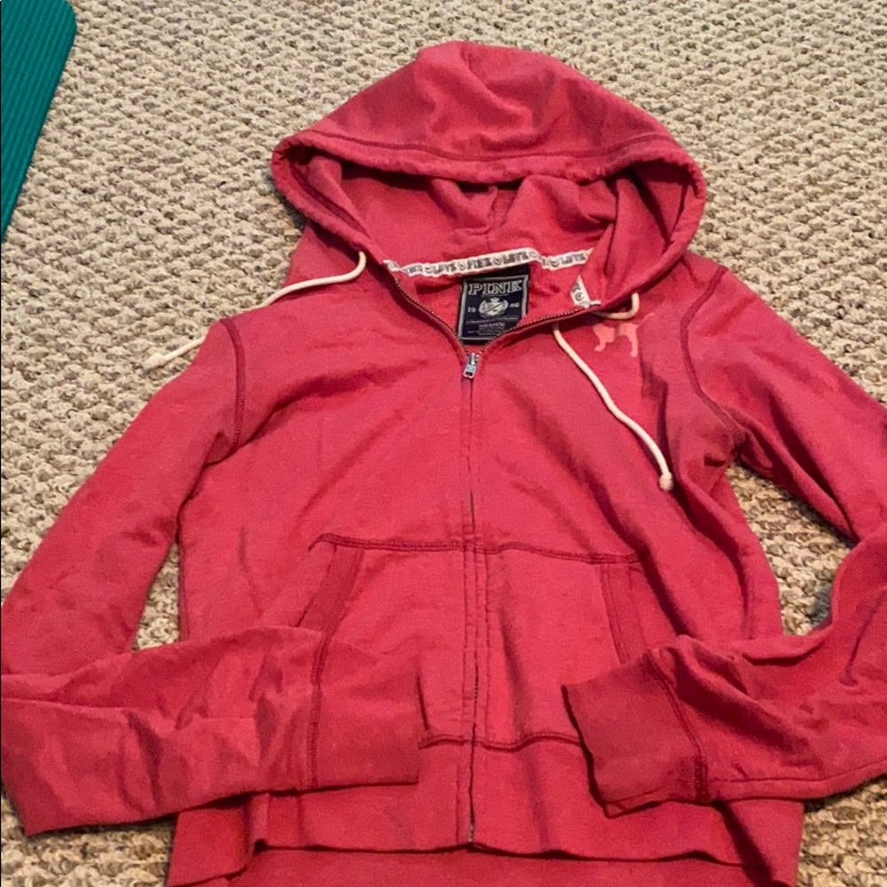 Classic pink zip up hoodie sweater